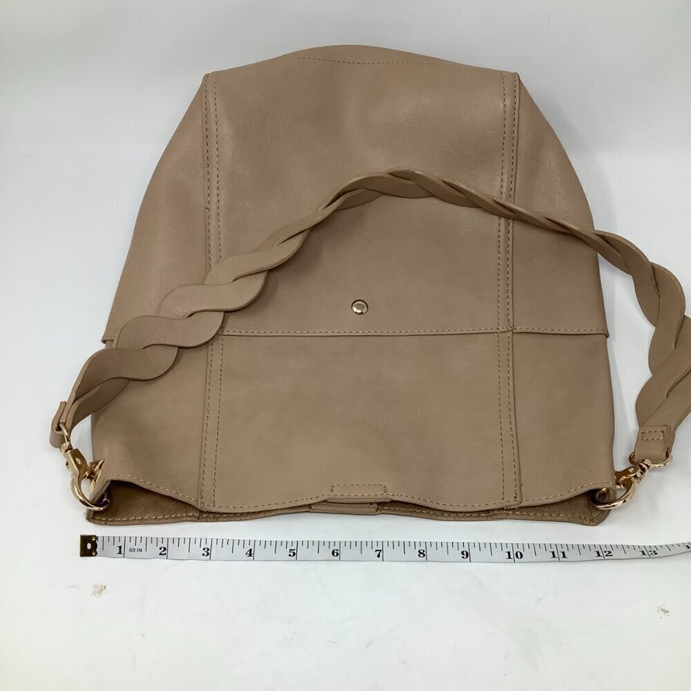 Antik Kraft faux leather tote bag woven strap neutral beige vegan hobo - Picture 6 of 8